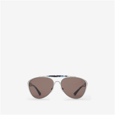 lunette de soleil burberry aviator|Heritage Aviator Sunglasses in Silver/blue .